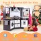 Costway Wooden Kids Play Corner Kitchen with Realistic Lights & Sounds Lighted Range Hood Brown/Grey
